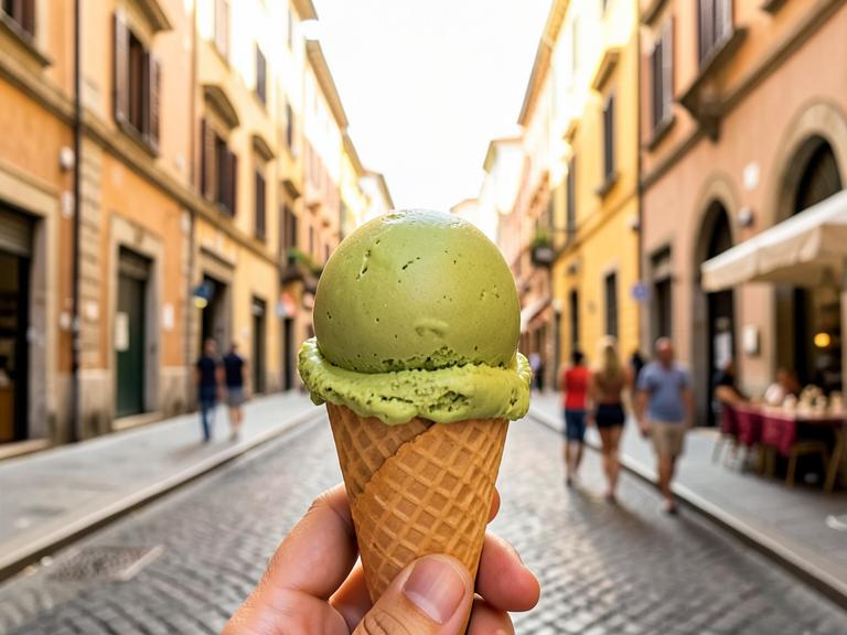 Uma bola de gelato em Roma